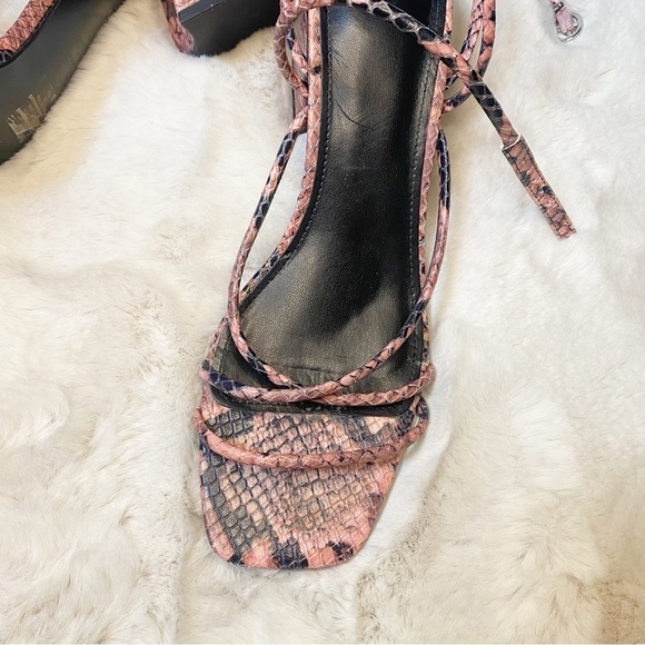 Marc Fisher Jared Pink Block Heel Ankle Wrap Sandal‎ in Snakeskin - Picture 4 of 7